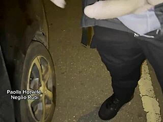 paolla hotwife teaches 23cm black cock pounding in car