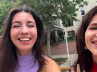 our slutty neighbors beg for cum facials before public walk 💦😈👯