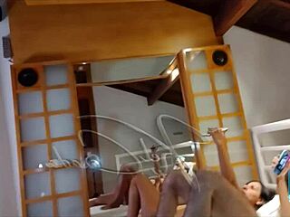 guy fucks curvy brunette doggystyle in motel while hubby watches