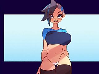 sexy blue anime girl dances with teasing hip sways