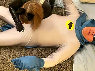 granny catwoman slurps batman's thick cock deep