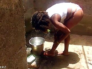 German Ebony Wife Bent Over for Hardcore Outdoor Cumshot Doggystyle