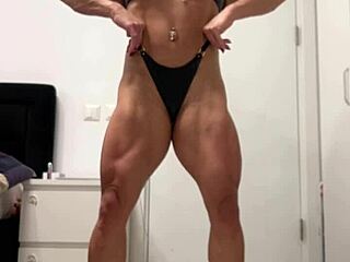 bodybuilder flexes muscular flexible figure for ultimate worship