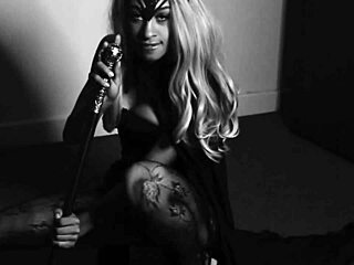 hey, wanna watch this horny ebony witch fuck her petite ass with a halloween cane?