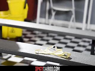 god i got caught in the locker but april olsen rides my cock missionary after fingering her hairy pussy!