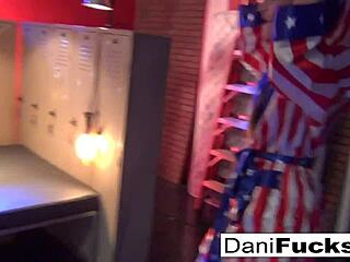 sexy brunette pornstar dani spreads legs wide fingering tight wet pussy ass tits solo play