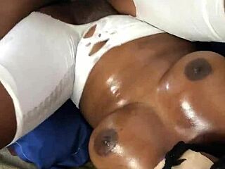 homemade black muscle babe rides bbc on sala day 😍💦