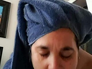 milf sucks cock hard for massive facial cumshot