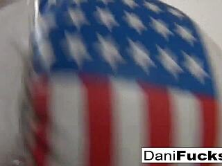 sexy brunette pornstar dani spreads legs wide fingering tight wet pussy ass tits solo play