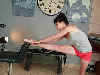 desperate milf soaks tight pants pissing mid yoga stretches
