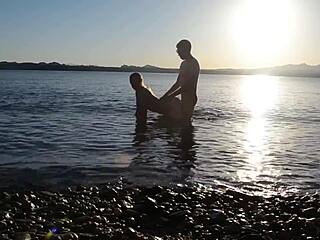 getting watched on beach turns into rough public pounding of her huge ass and monster cock beach sex