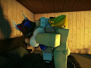 sexy big ass slut bends for rough pounding by monster cock in wild roblox romp