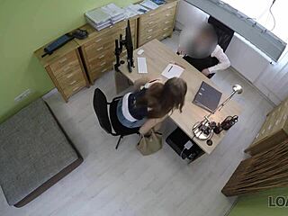 Blonde Milf Drops Panties in Office Casting to Guide Cock Insertion for Loan