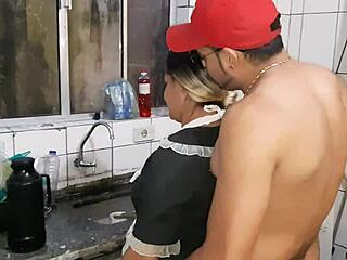 Boss's huge cock destroys maid's massive ass in leaked homemade pounding.