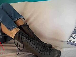 Bold Milf Dominates Submissive Slave in Kinky Boots Heels