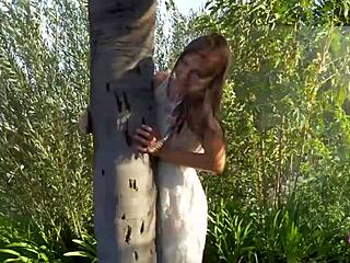 Two Naughty Brunette Angels Lick Tattoos and Pussies Outdoors!