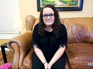 brunette harper auditions with wet throat rimjob cum swallow