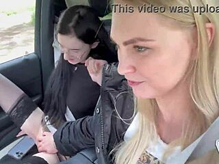 TEACHING her to drive turns into RAW BACKSEAT FUCK outdoors