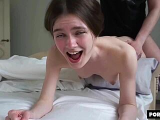 Young Shaved Brunette Whore Begs For Hardcore Thrusts