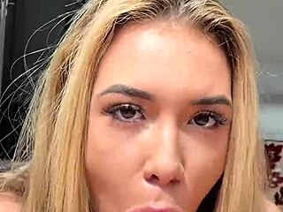 18 yo petite blonde teen screams loud in pov missionary as cumshot splashes her pretty face after rough doggystyle
