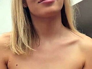 18 yo petite blonde teen screams loud in pov missionary as cumshot splashes her pretty face after rough doggystyle
