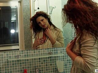 Huge titted czech milf reina soaks shower in sexy mummification bath