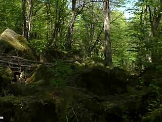 Girl Fingers Pussy Publicly Undressing in Forest Nature