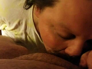 Watch my wife gag deep on my thick cock choking with sloppy spit