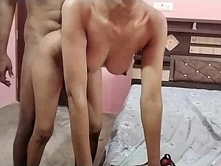 boy sneaks into stepsister's room for secret threesome fun with her hot friend