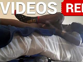 MATURE EBONY BBW MILF RIDES FAT COCK cowgirl legs spread wide