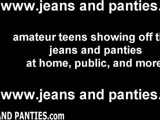 these tiny tight jeans shorts hug her petite teen curves perfectly 😍👖