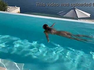 gorgeous monika fox strips naked pool swim 😍🔥