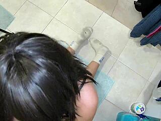 damn sexy milf soaps up lovers' cocks for sloppy double suck!