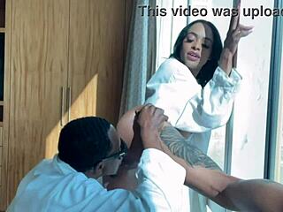 Big Black Cock Pounds Ava Valentina's Big Tits and Natural Ass at Hotel Window