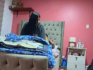 Girlfriend's parents leave, horny latina teen rides my cock cowgirl homemade orgasm fest