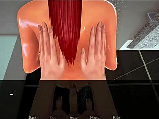 my new family 18yo redhead teen teases her small tits in erotic game