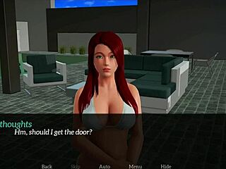 my new family 18yo redhead teen teases her small tits in erotic game