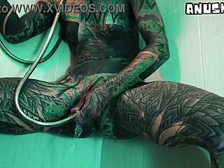 testing this new shower wand on my tattooed teen asshole watch me squirt and gape