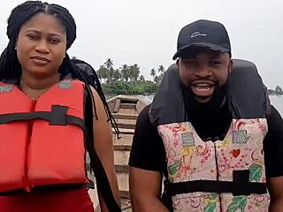 Beautiful ebony babe fucked doggystyle across river passionately