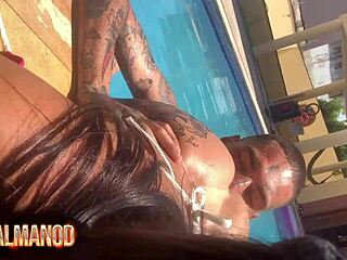 paraiba insta famosinha fucks tattooed guy in pool leaked