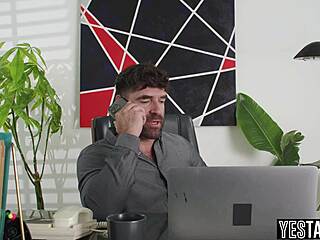 Cheating milf wife smothers hubby and boyfriend with big tits in rough threesome