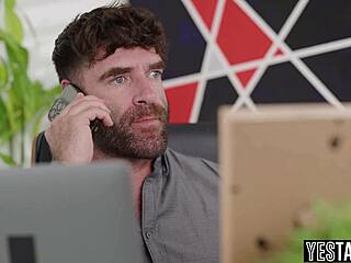 Cheating milf wife smothers hubby and boyfriend with big tits in rough threesome