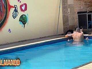 paraiba insta famosinha fucks tattooed guy in pool leaked