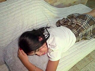 Uniformed Latina Student Gets Fucked Hard by Stepdad in Crazy Creampie Session