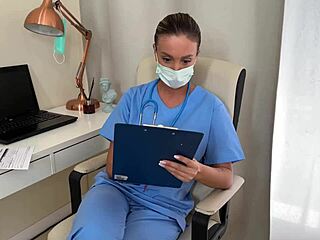 Intriguing nurse milf handjobs patient cock then rides it hard in hospital exam room sex dream