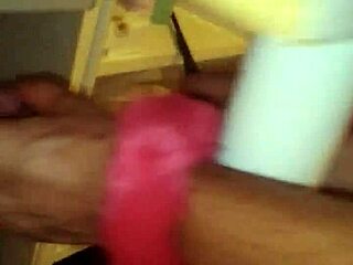 man eagerly sucks massive tranny cock close up