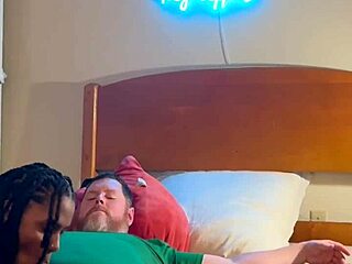 Yo, this ebony slut sucks and fucks doggystyle in homemade bedroom hood action!