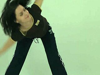 sexy russian gymnast babe spreads flexible legs wide open