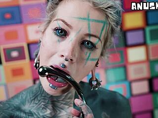 pink corset german teen anal slut gapes asshole with steel toy dildo deep fuck and squirts