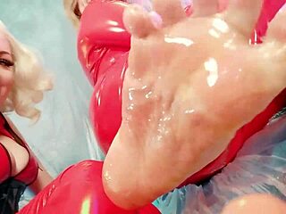 Sexy Girl Boldly Teases in Shiny Tight PVC Vinyl